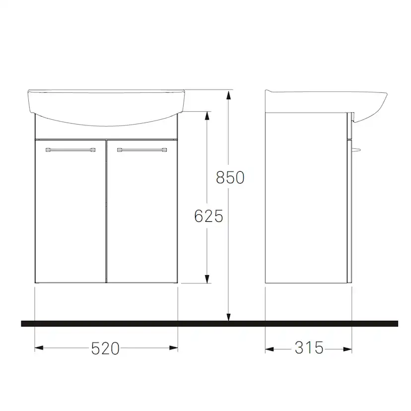 Tvättställsskåp Ifö Spira 570 mm
