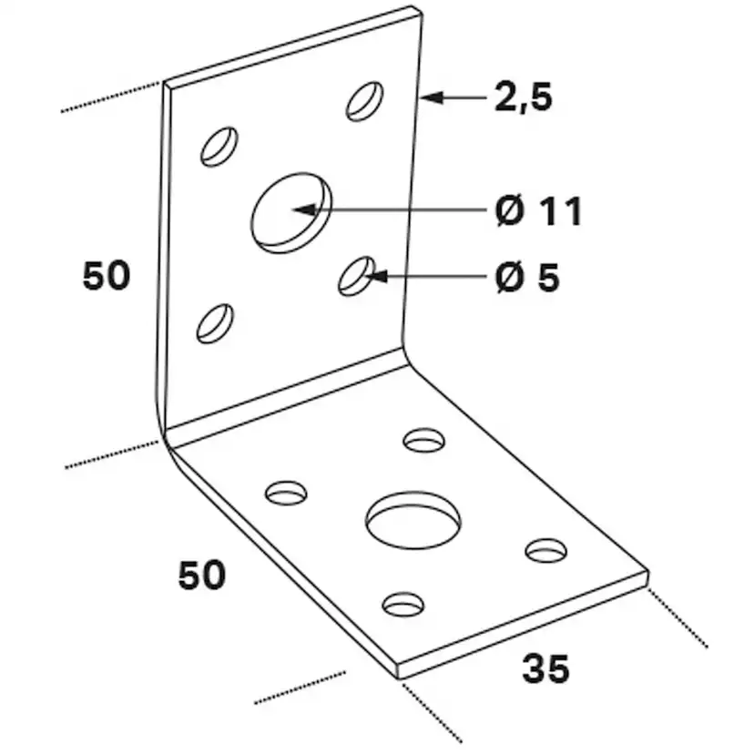 Vinkelbeslag Abv 50x50x2,5x35 50x50x2,5x35 mm