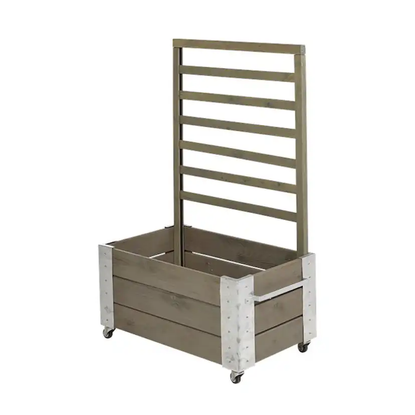 Blomlåda PLUS Cubic med Spalje Gråbrun 87x50x130 cm