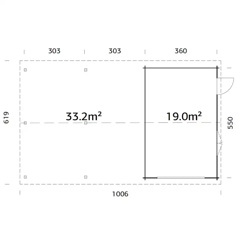 Garage Palmako Roger med Carport 53,1 m2