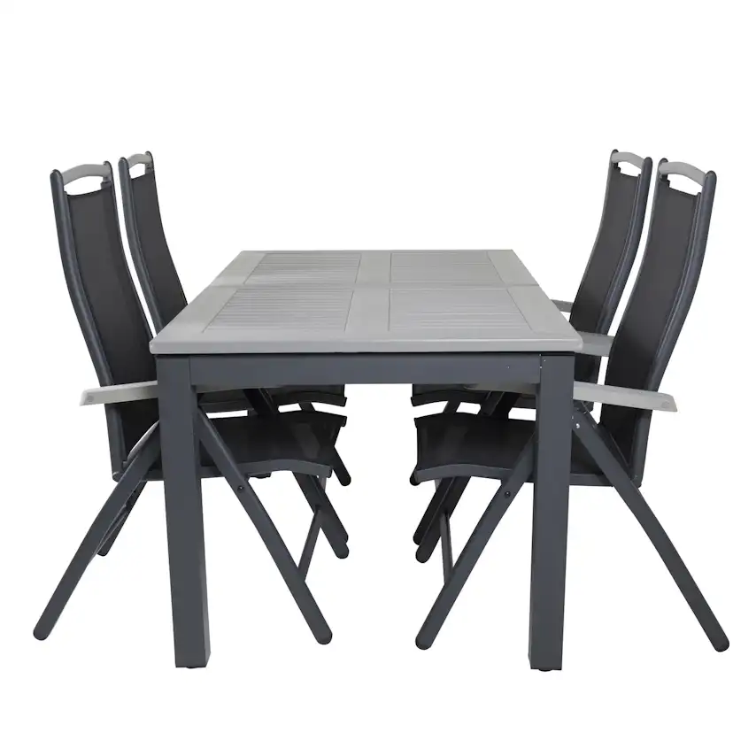Albany Dining Table 160/240*100 - Svart Alu / Grey Aintwood+ Svart/Grå