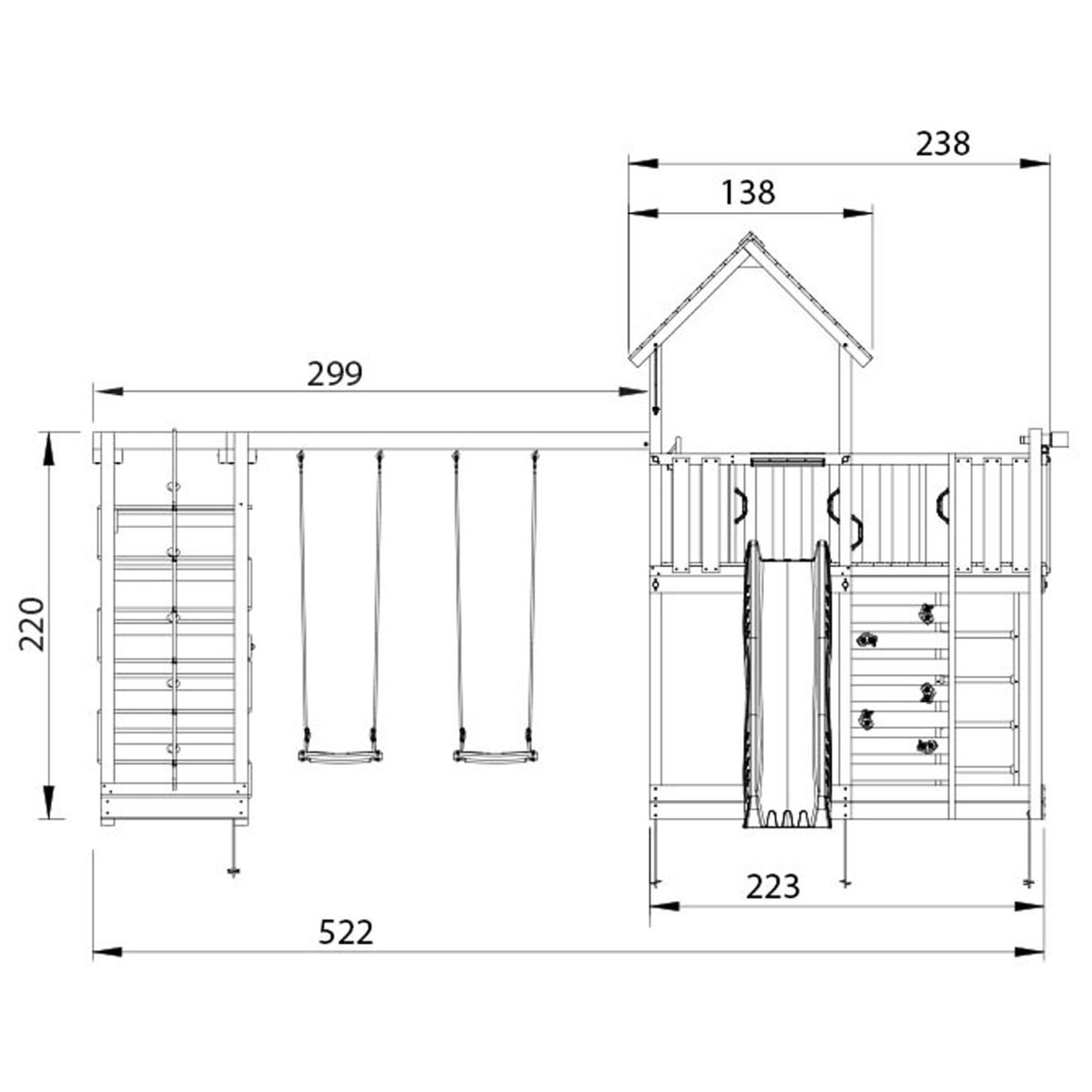 Lektorn Jungle Gym Mansion 2.1 Klättermodul Grön Rutschkana