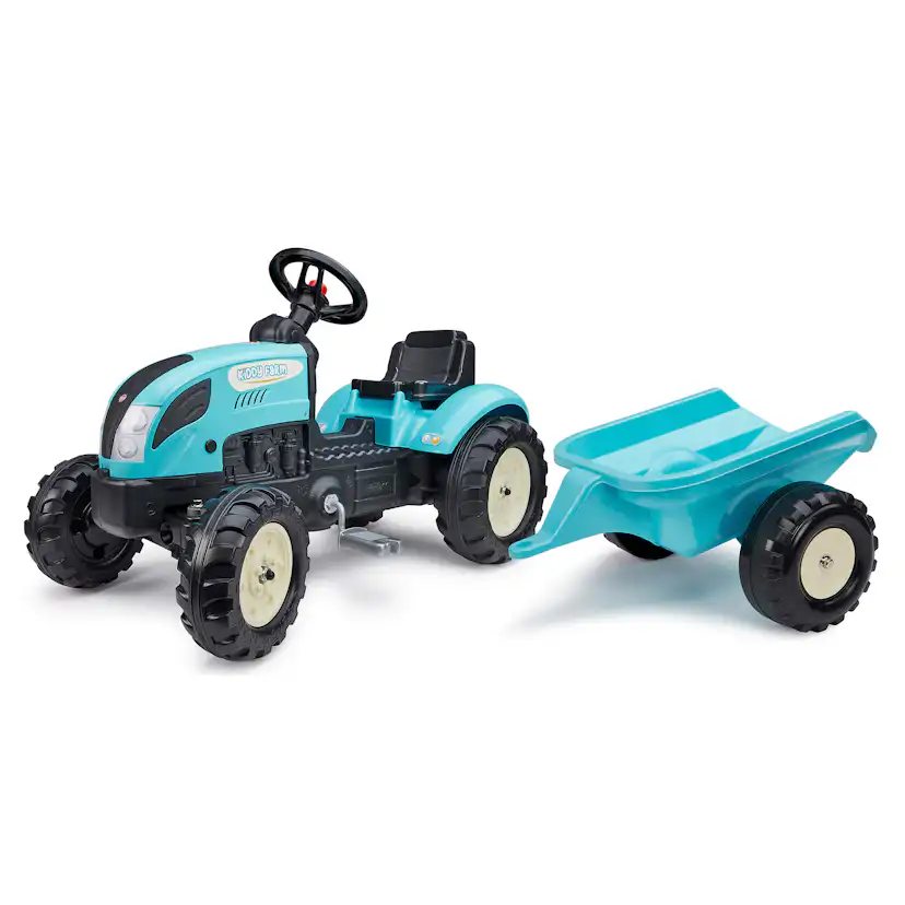 FALK Kiddy Farm traktor med släp Turkos