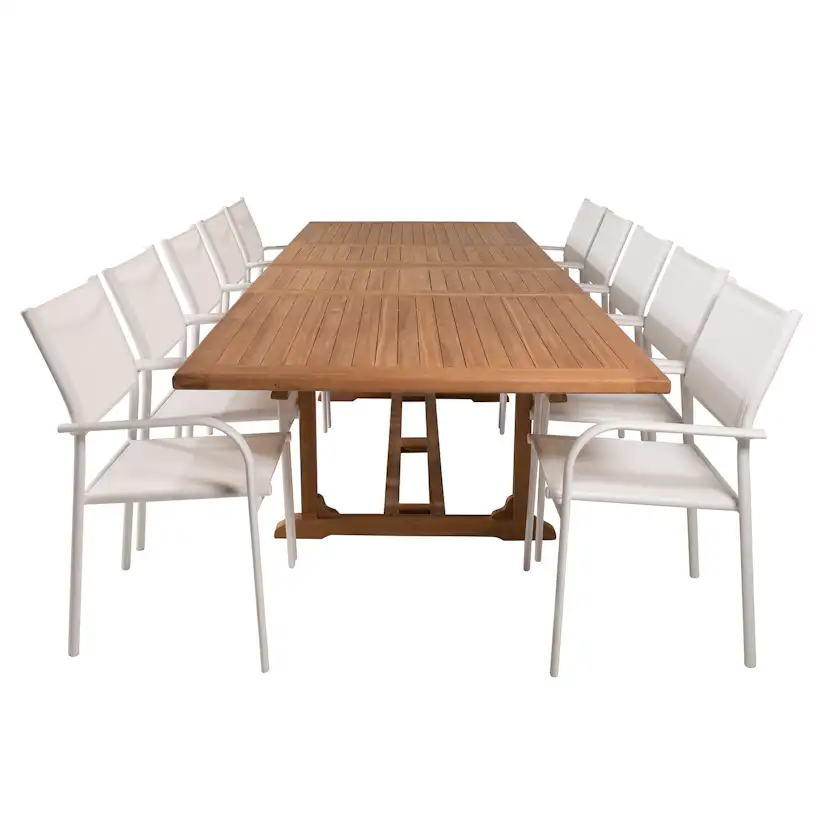 Matgrupp Venture Home Kenya 195-295x110 Teak med 10 Santorini Karmstolar