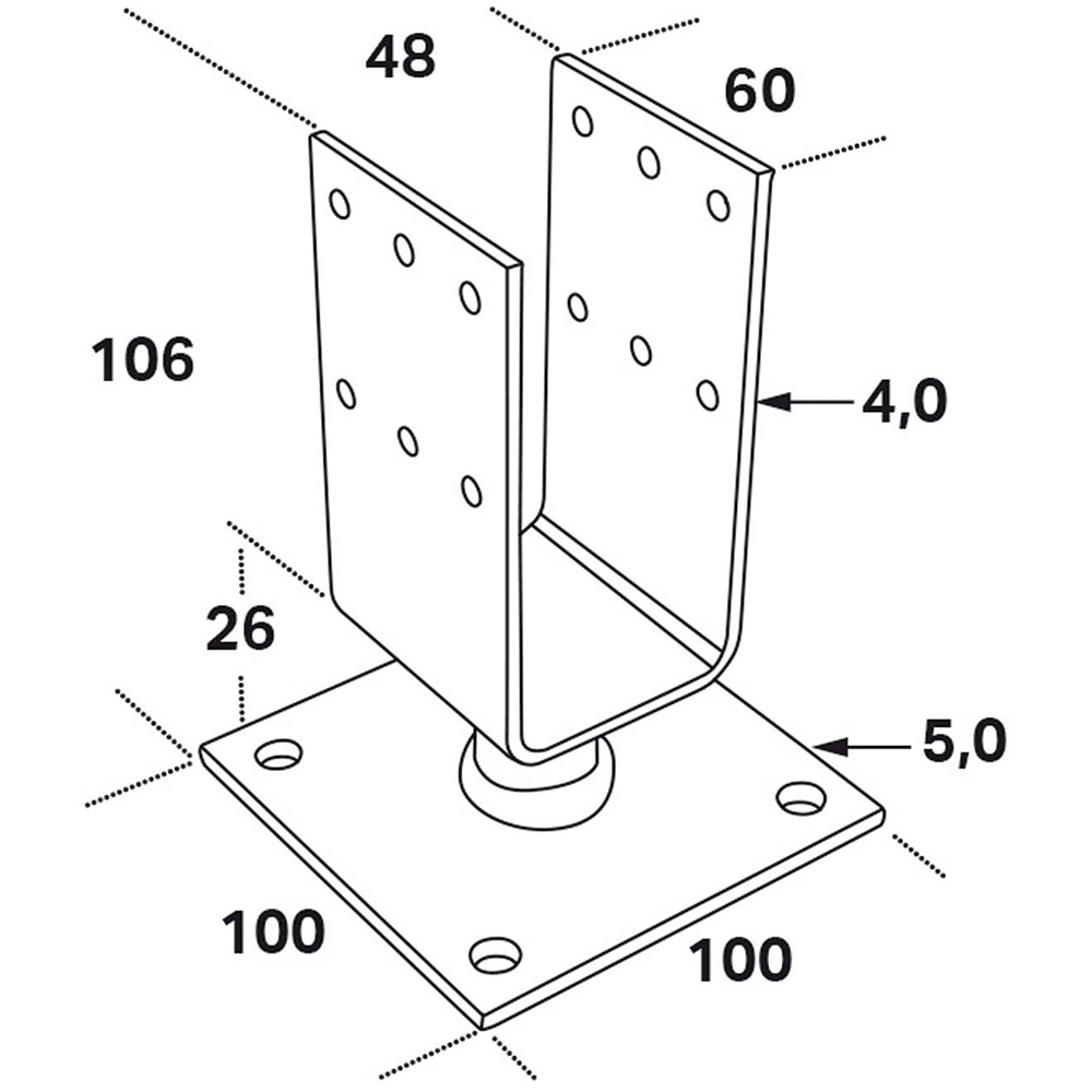 Stolphållare FAST CSUF 48x60 mm