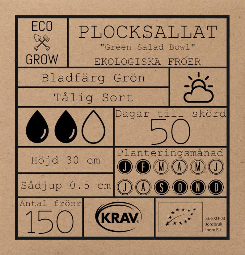 Fröpåse Eco Grow Plocksallat Green Salad Bowl