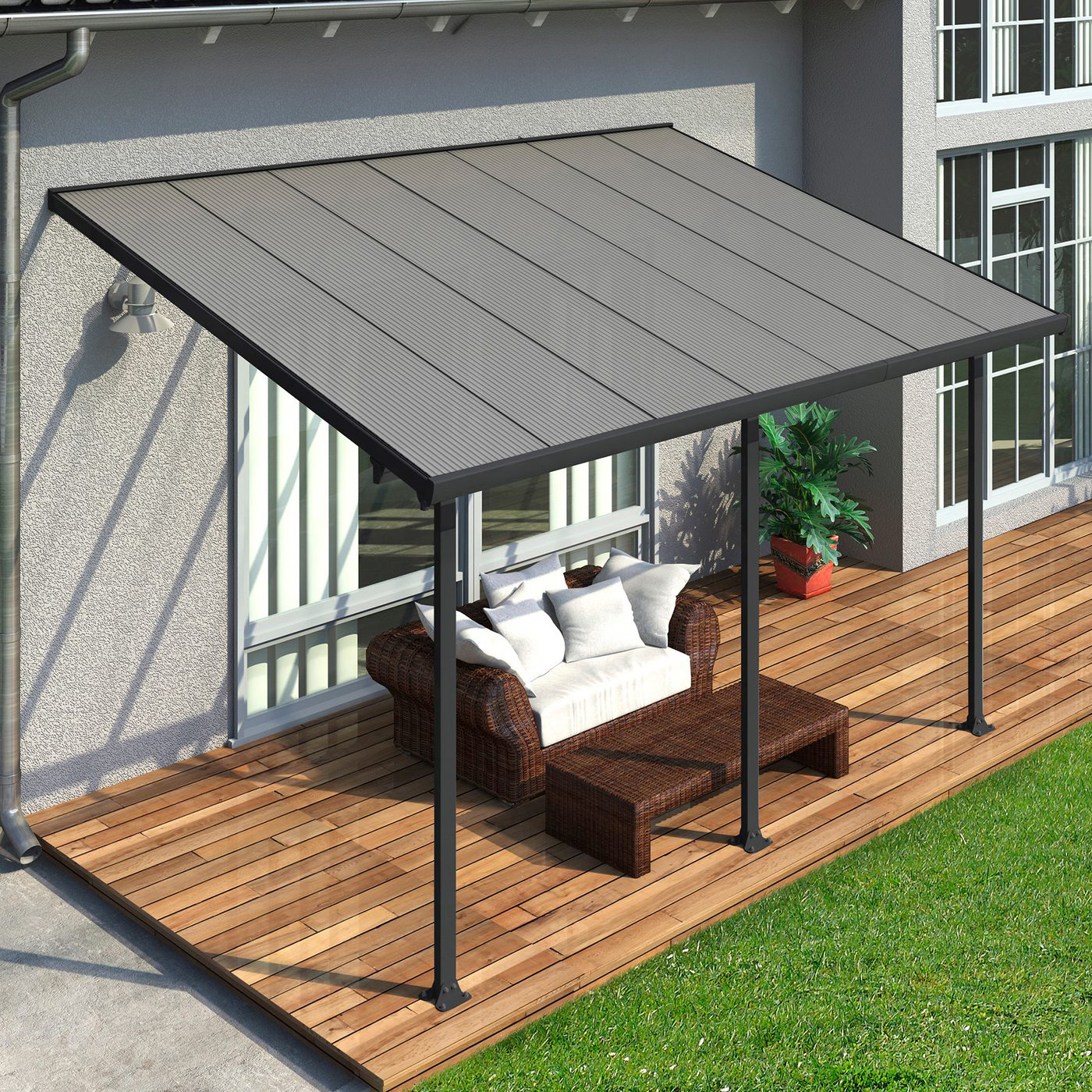 FERIA PATIO COVER 12,5 M2 -3x4,25M GREY Grå 3X4,25 m
