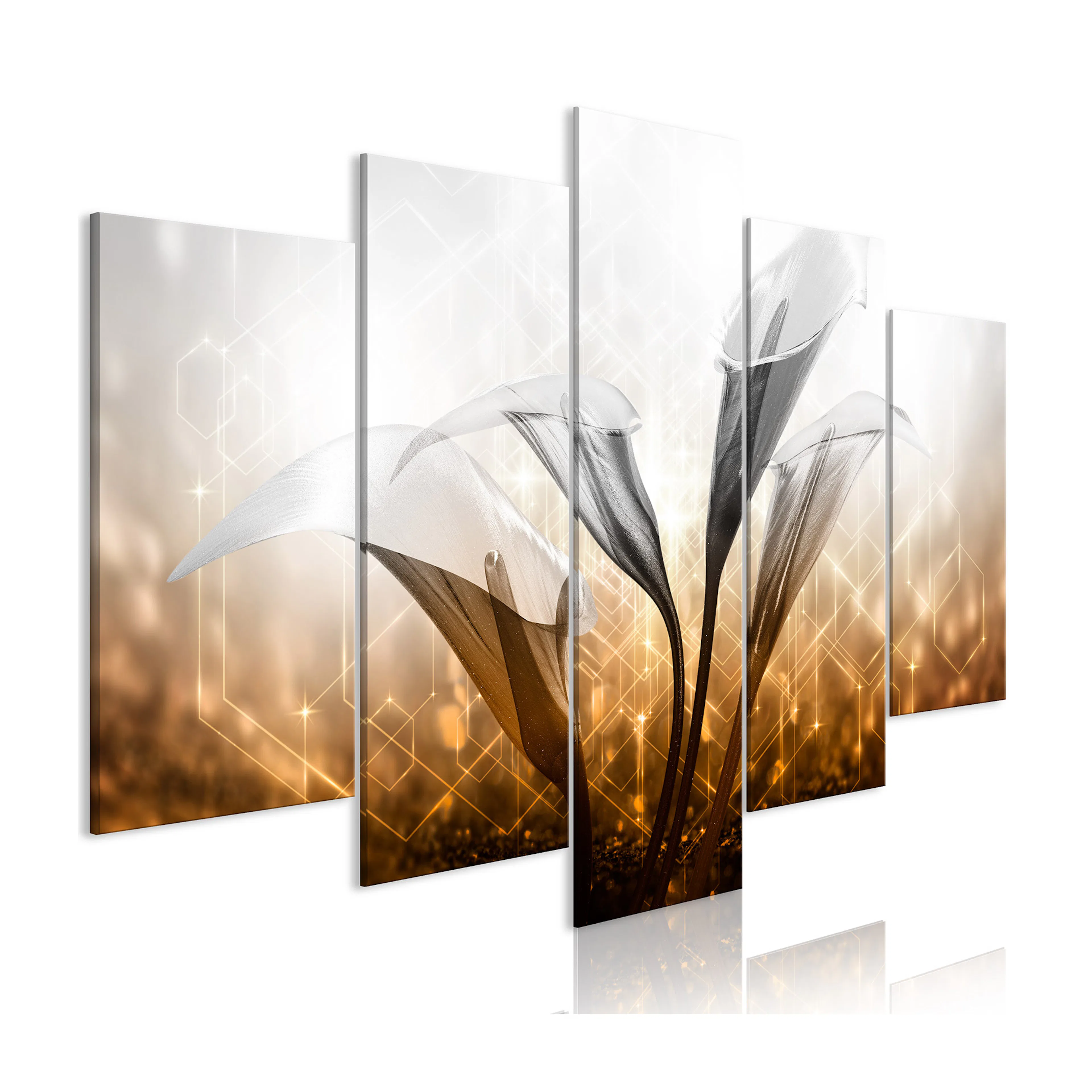 Tavla Arkiio Floral Quartet Wide Golden 5 delar