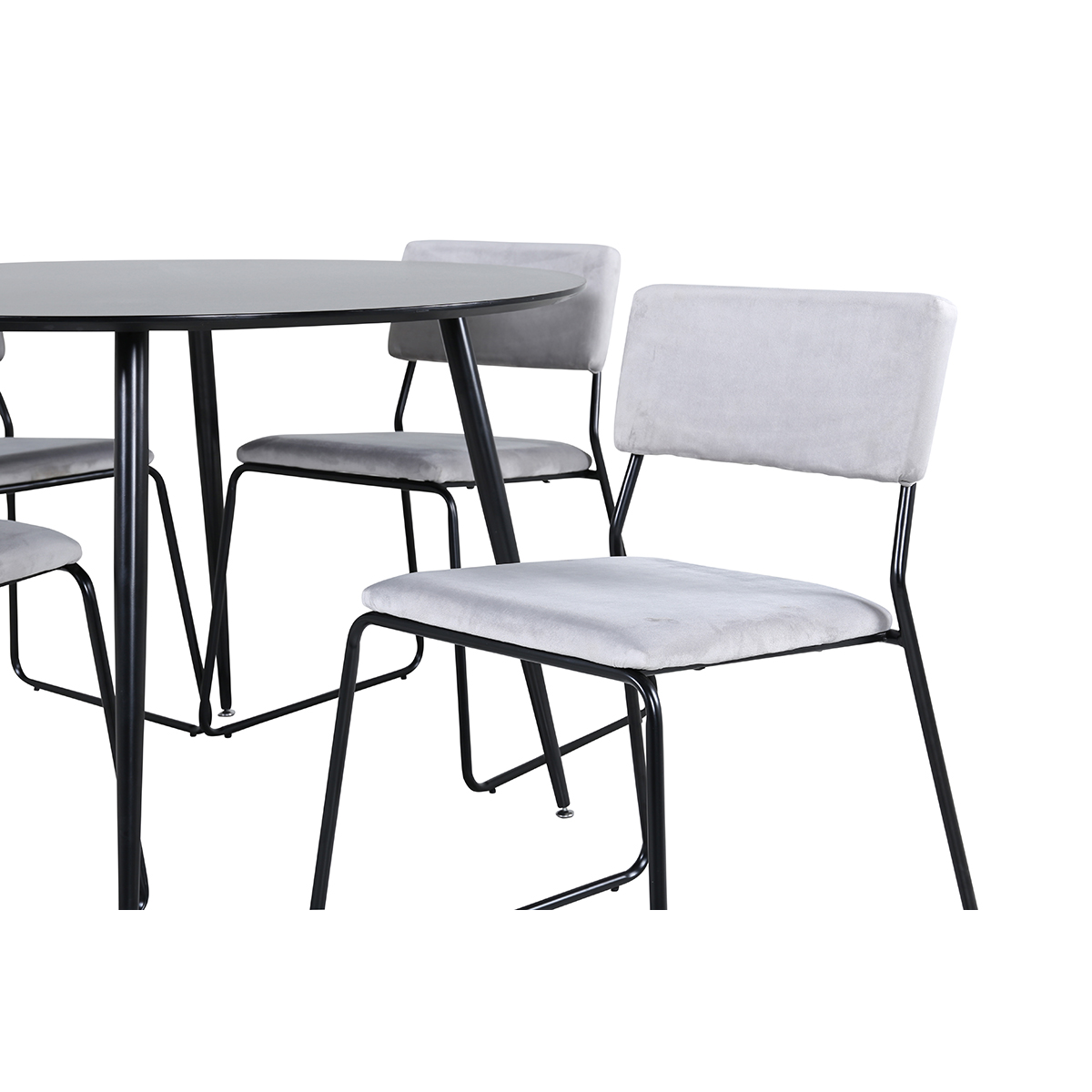 Silar Dining Table - Round 100  cm - Black Melamine / Black Grå/Svart