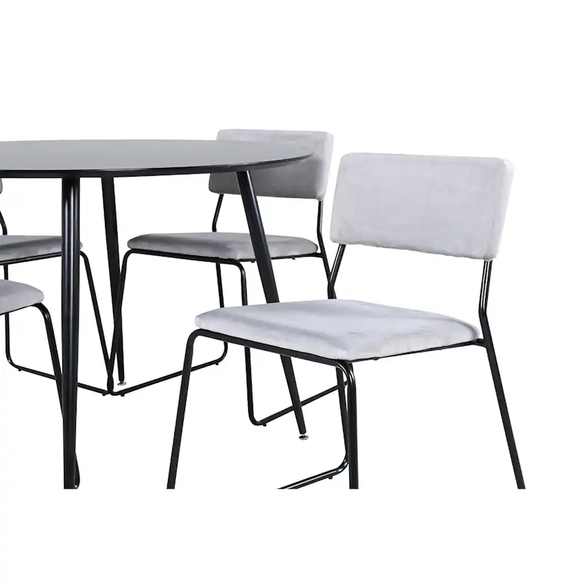 Silar Dining Table - Round 100 cm - Black Melamine / Black Grå/Svart