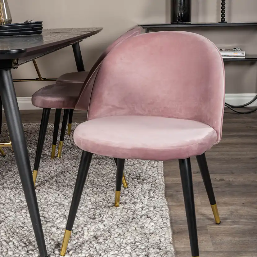 Matgrupp Venture Home Gold med 6 Velvet Stolar