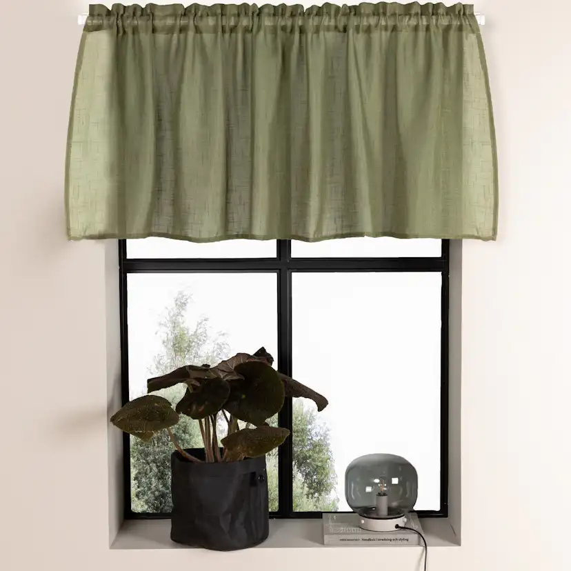 Kaya Curtain Polyester/fake linen - Green - 55*250 - Pelmet Grön
