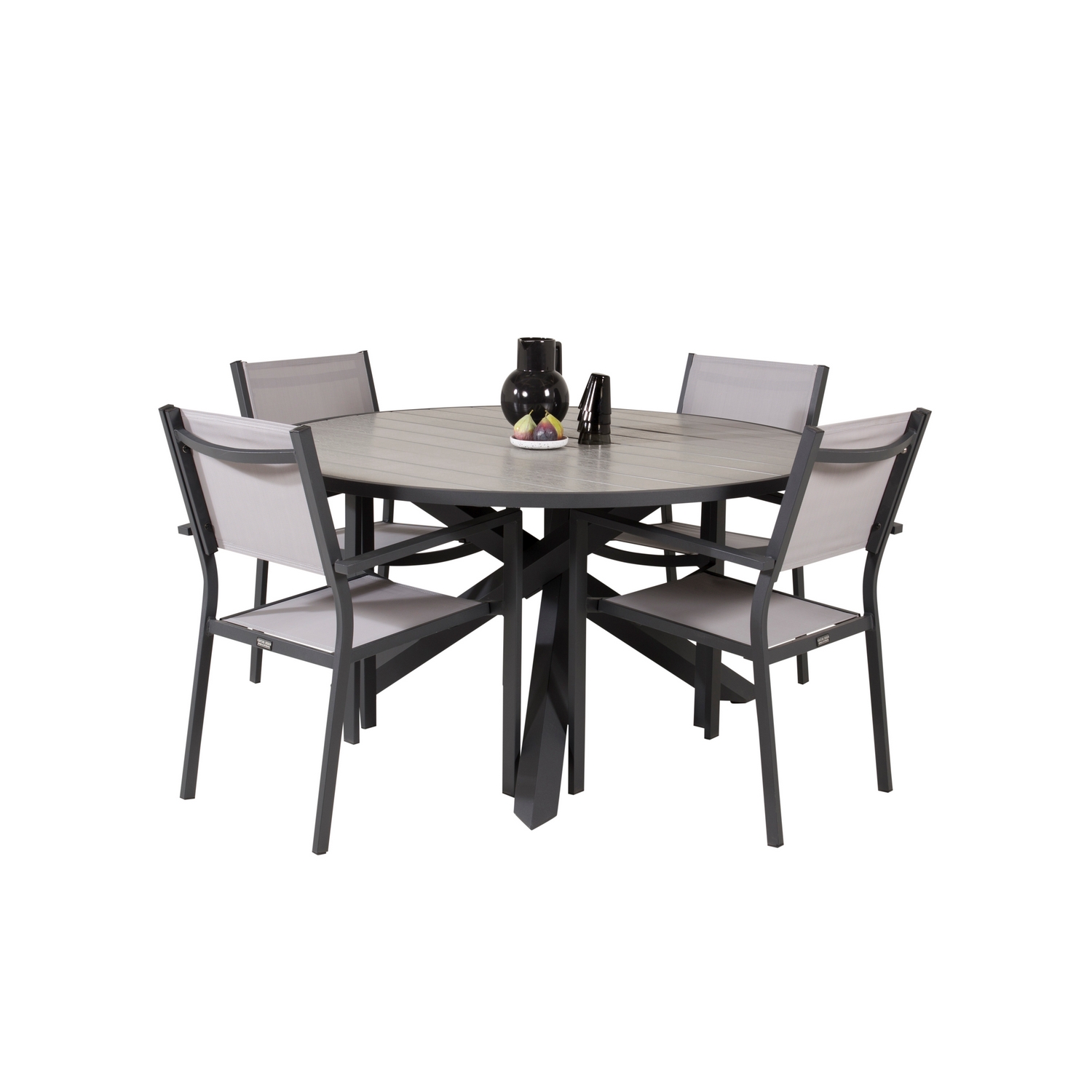 Parma - Table ø 140 - Svart Alu /Grey Aintwood+Copacabana Ar Svart/Grå