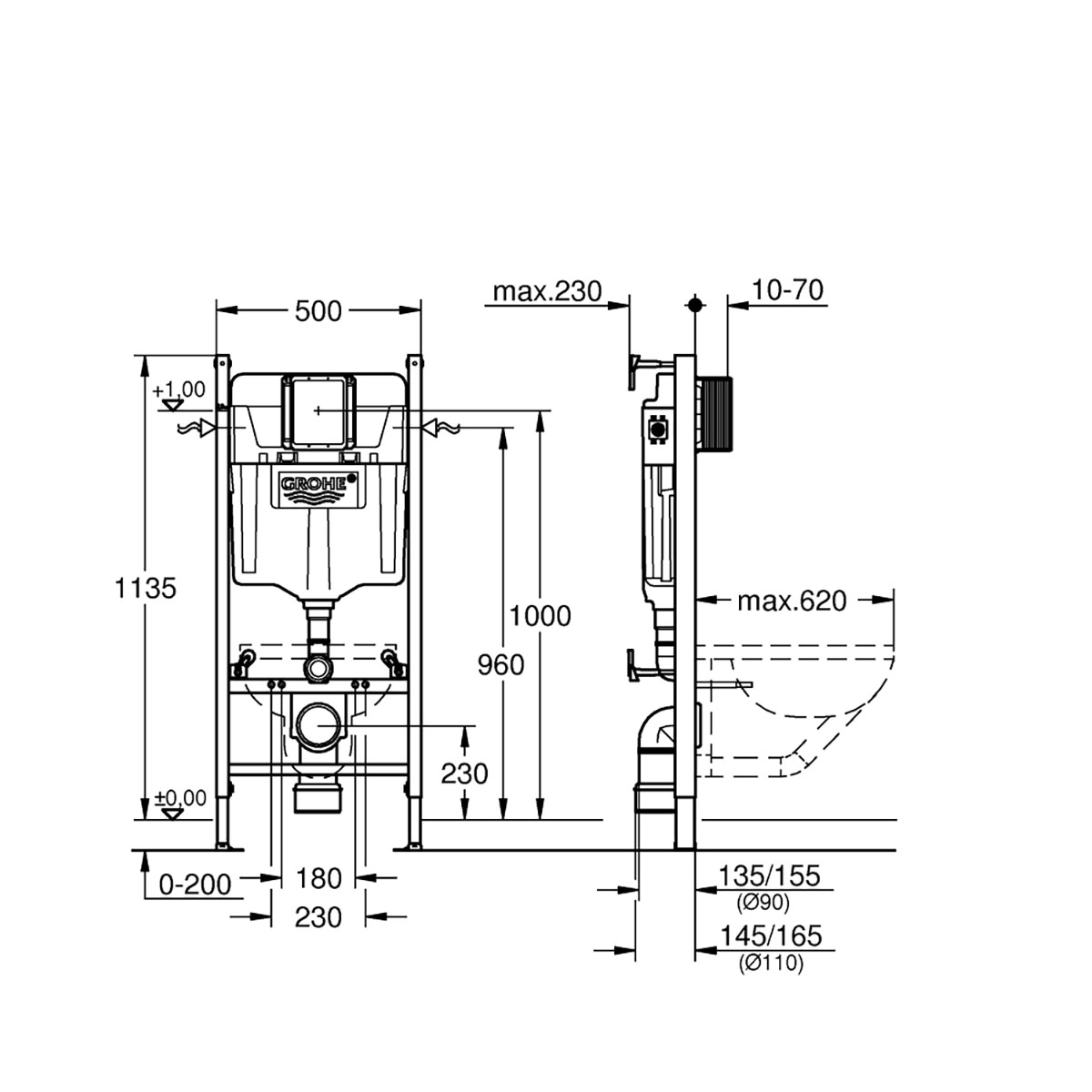 WC-Fixtur Grohe Solido 113 cm