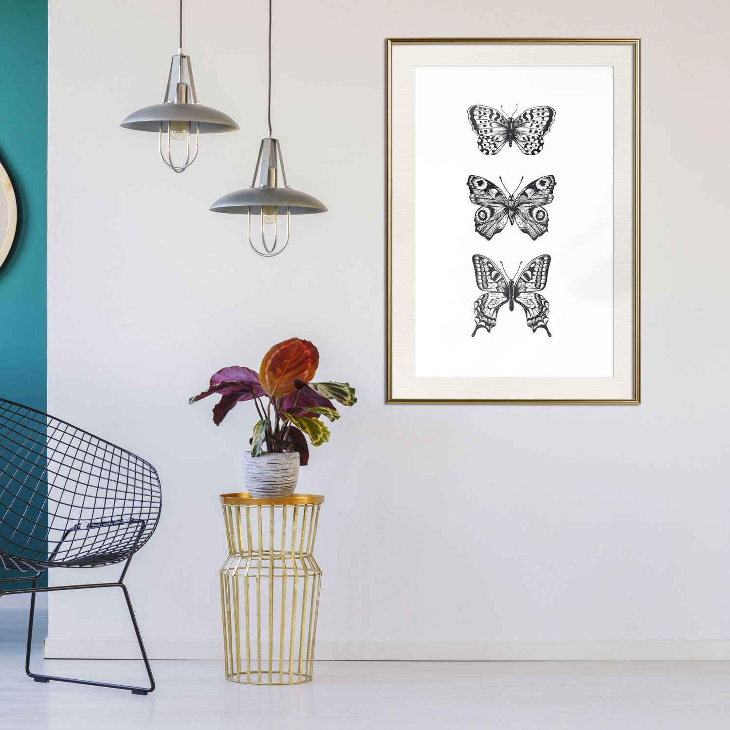 Poster Artgeist Affisch Three Butterflies