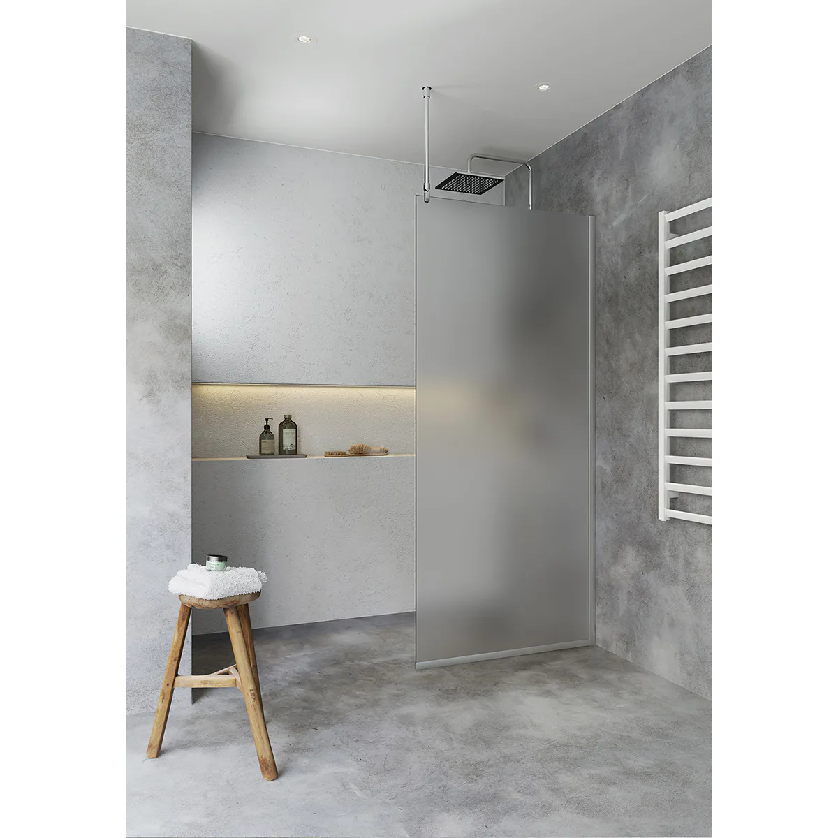 Duschvägg Hafa Igloo Pro I-WALL 70 FROST NAT Glas: Frostat glas, Profil: Aluminium, B: 675 mm