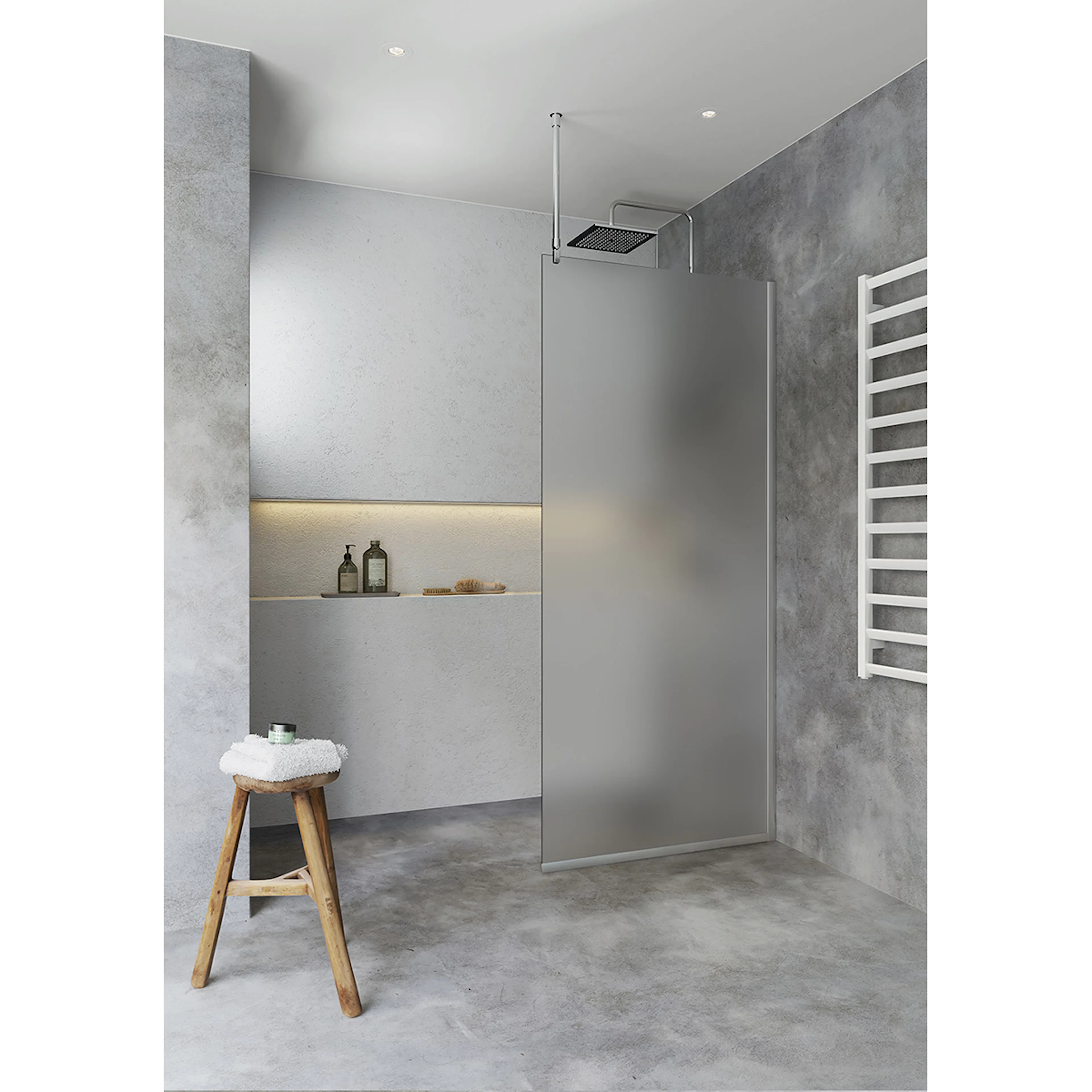 Duschvägg Hafa Igloo Pro I-WALL 70 FROST NAT Glas: Frostat glas, Profil: Aluminium, B: 675 mm