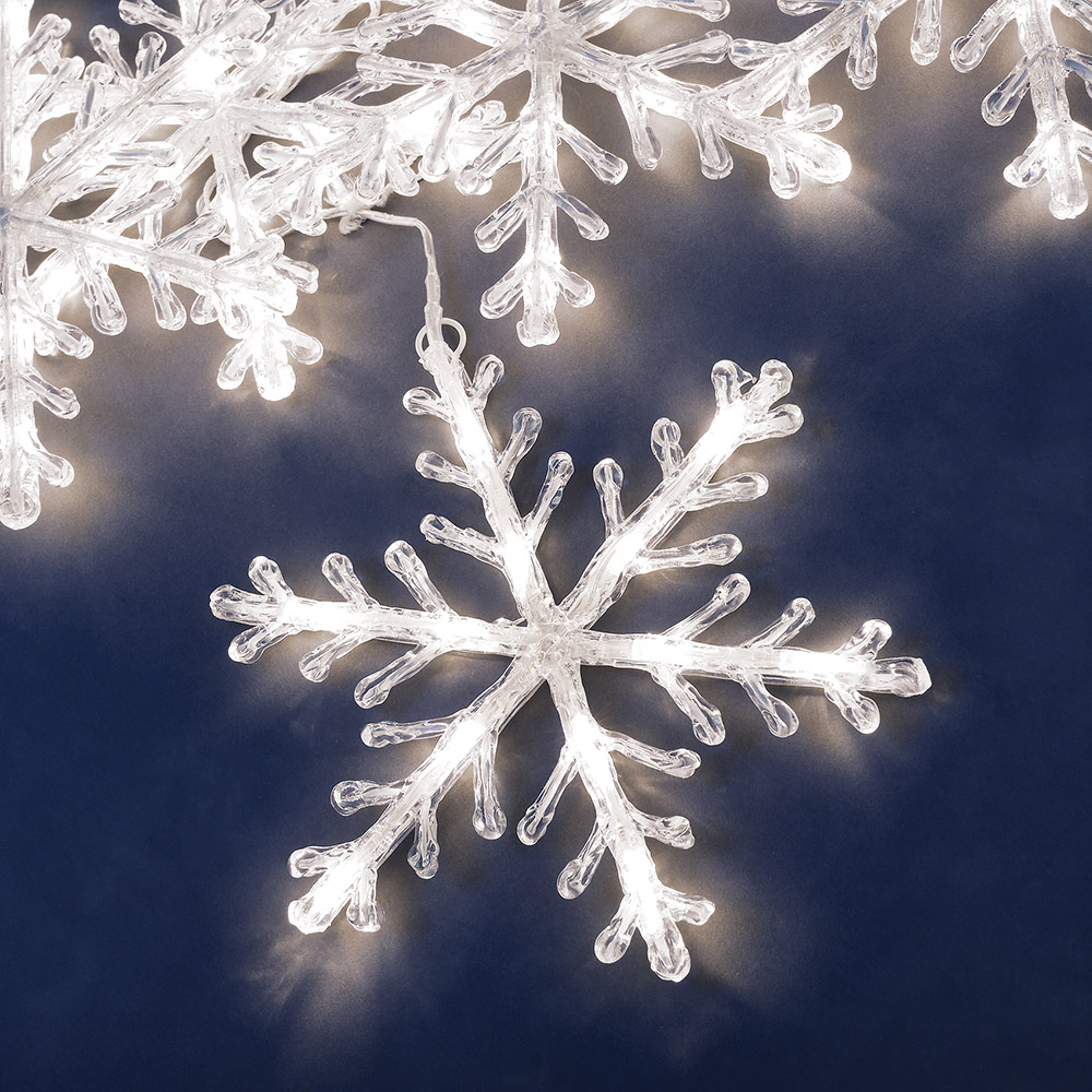 Ljusslinga 5 snöflingor 60 varmvita LED 24V/IP44 Varmvit/Transparent