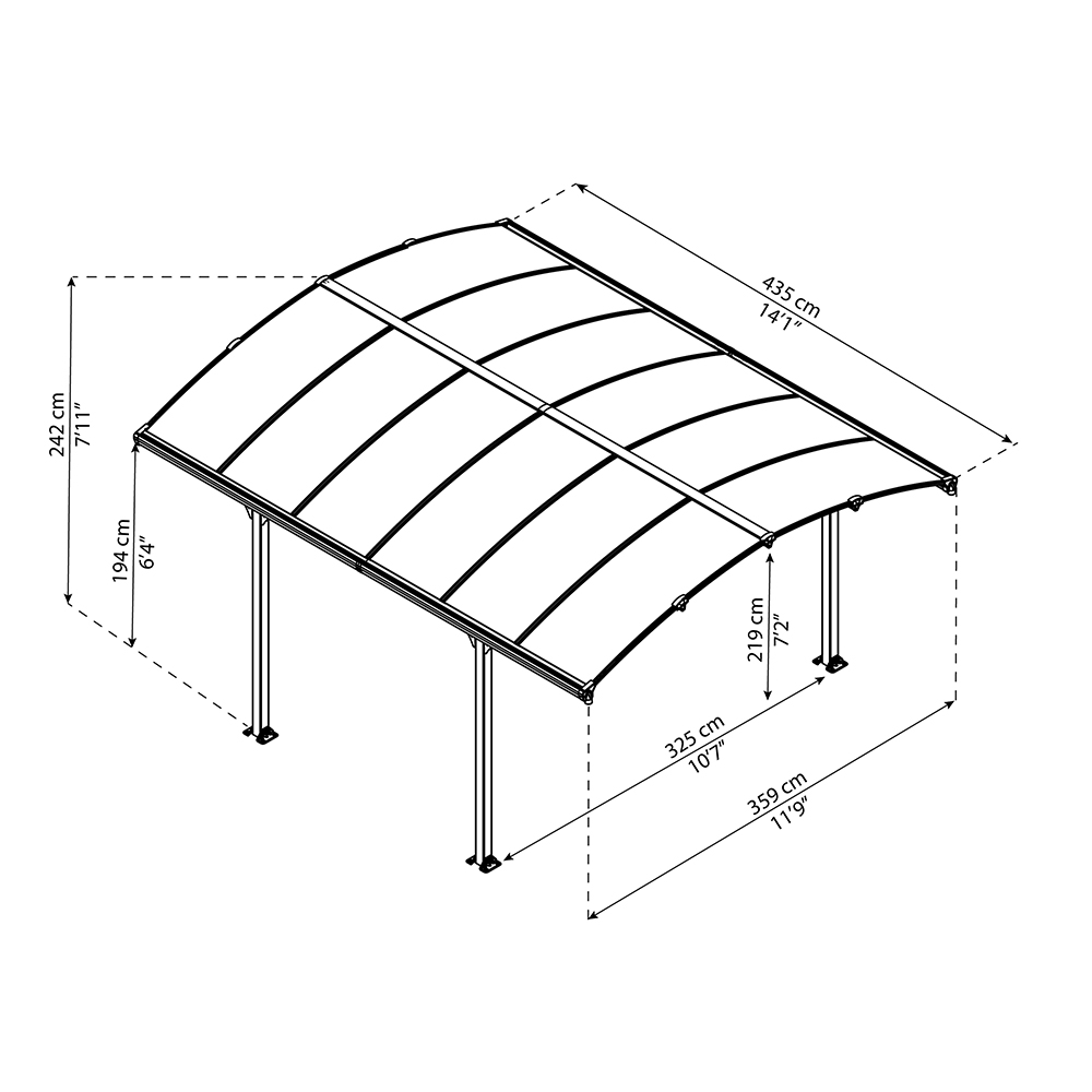 Carport gop Arcadia Grey 15 kvm