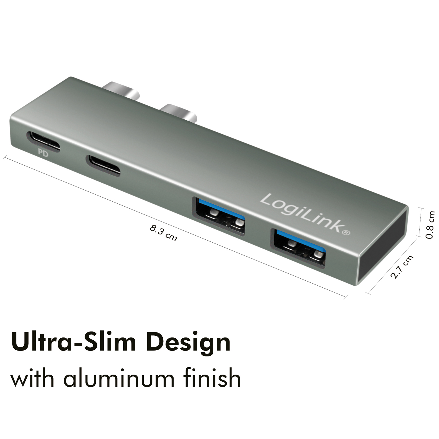 Dual USB 3.2 LogiLink Gen2x2-hub 4-portar PD 100W