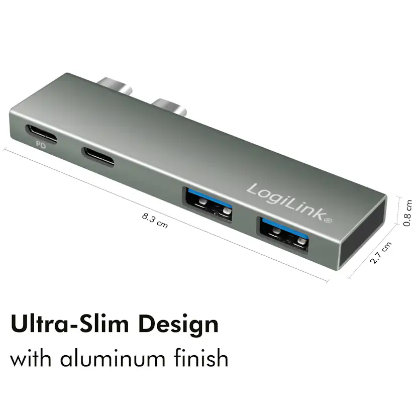 Dual USB 3.2 LogiLink Gen2x2-hub 4-portar PD 100W