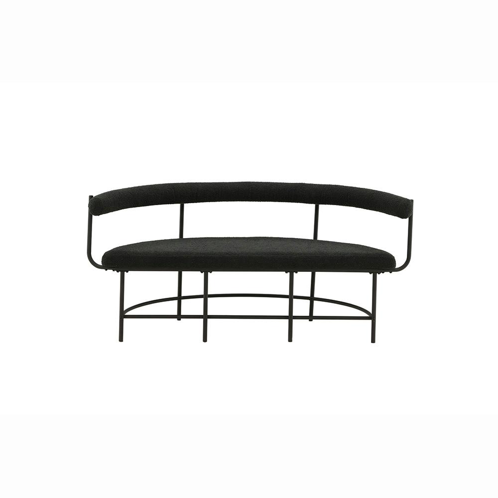 Sittbänk Vind Stallhagen x Josefin Lustig Svart Bänk med Ryggstöd Boucle/Stål 165 cm