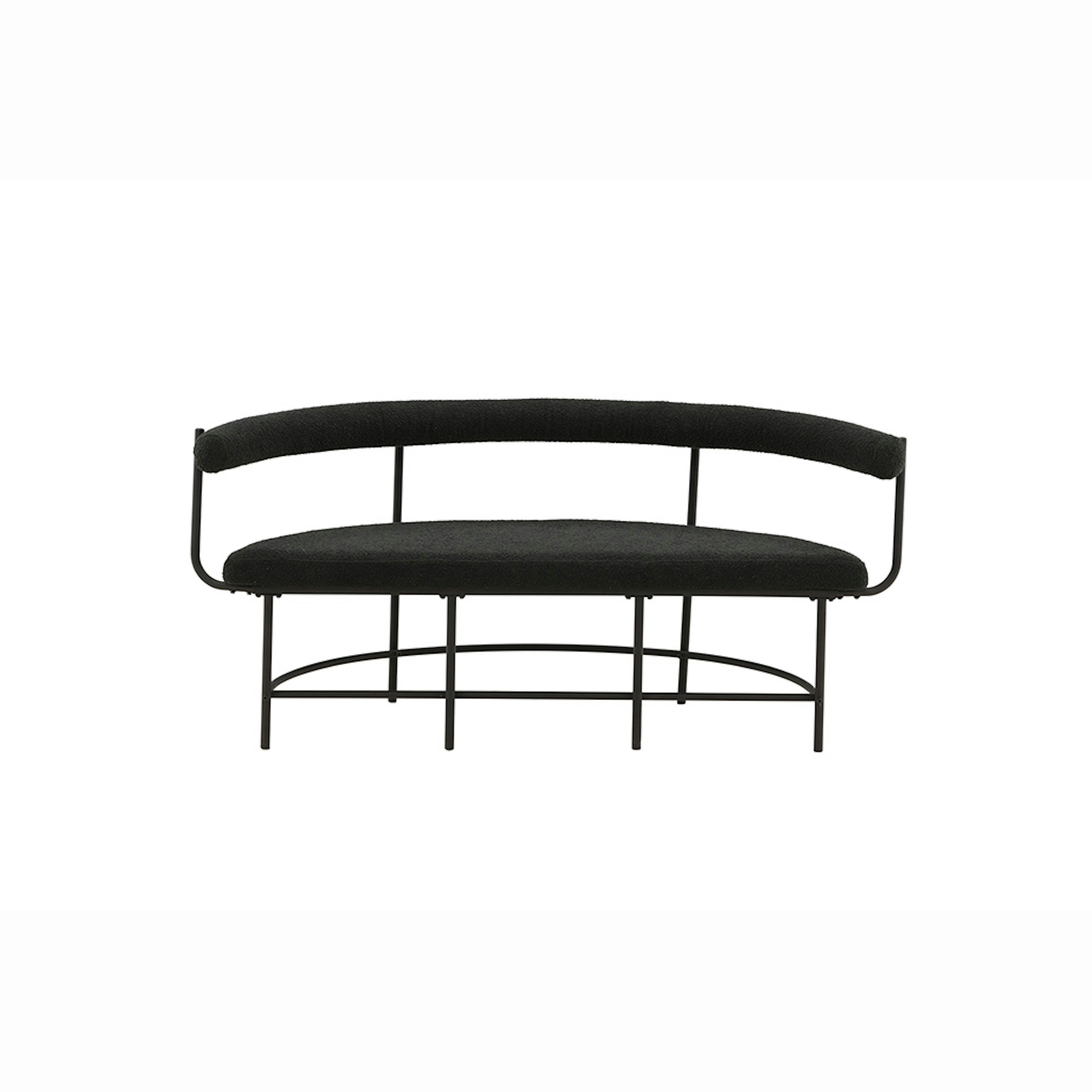 Sittbänk Vind Stallhagen x Josefin Lustig Svart Bänk med Ryggstöd Boucle/Stål 165 cm
