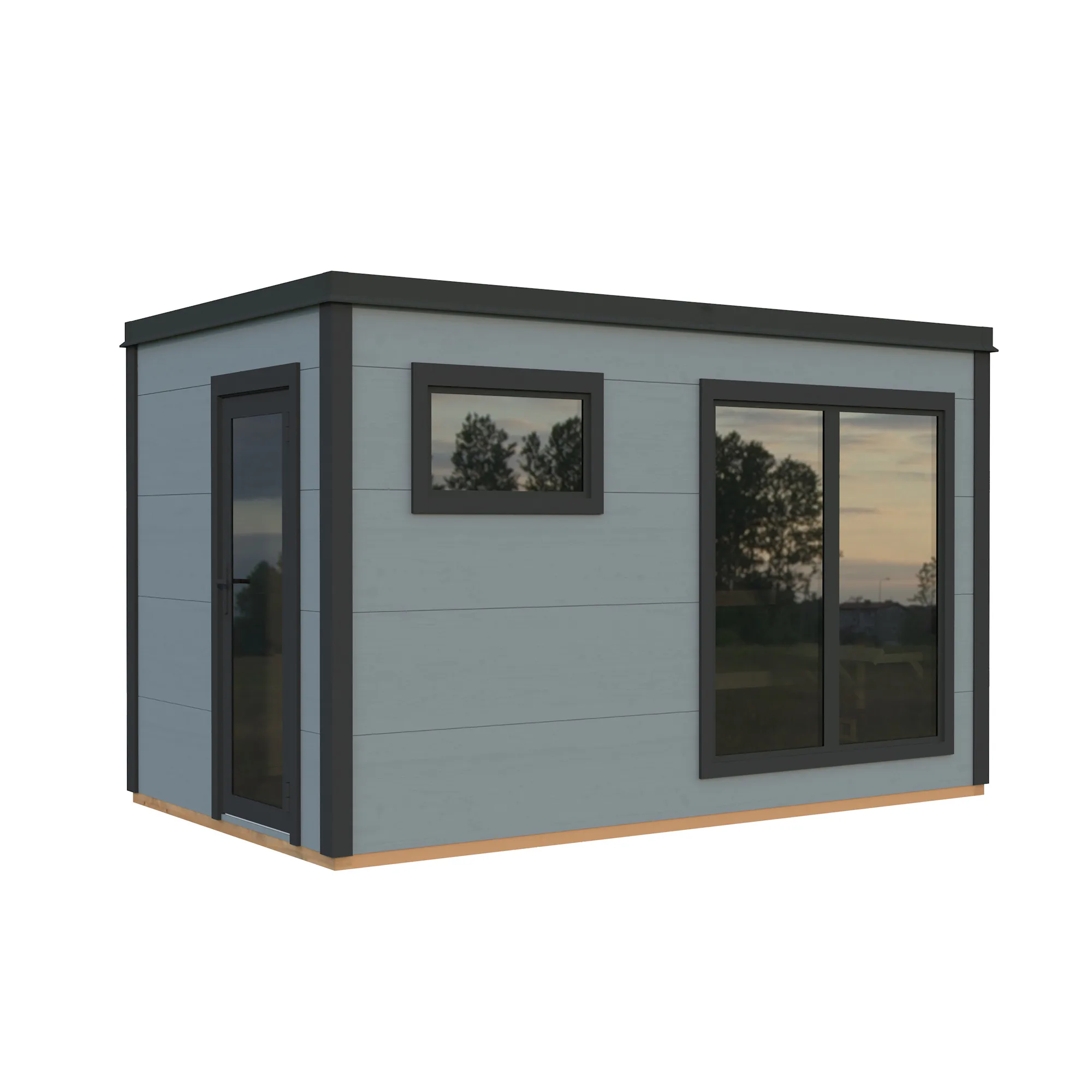 Grace Sauna 8,2 m2 PNT7042A1 Målad ljusgrå RAL7042 + antracit RAL7016
