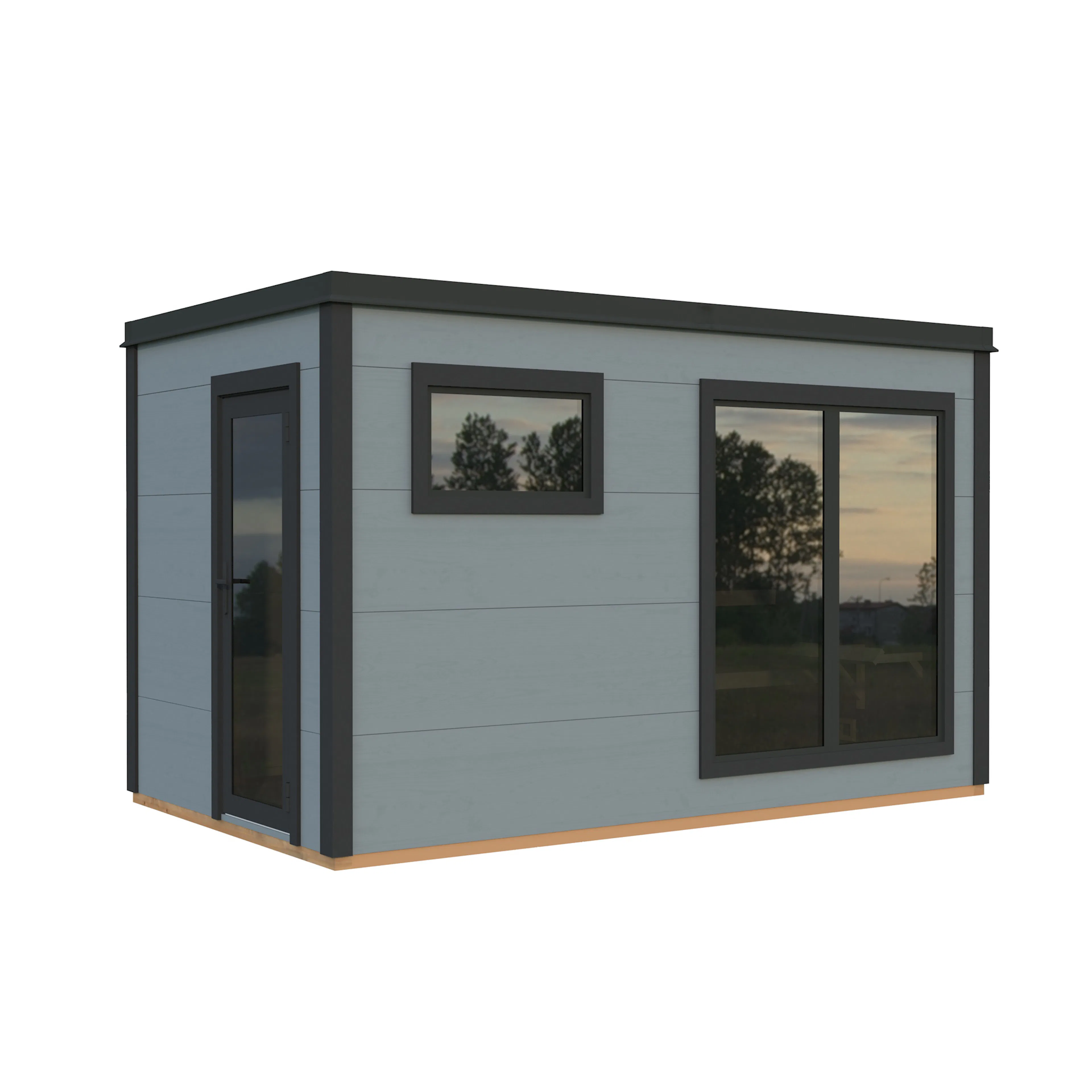 Grace Sauna 8,2 m2 PNT7042A1 Målad ljusgrå RAL7042 + antracit RAL7016