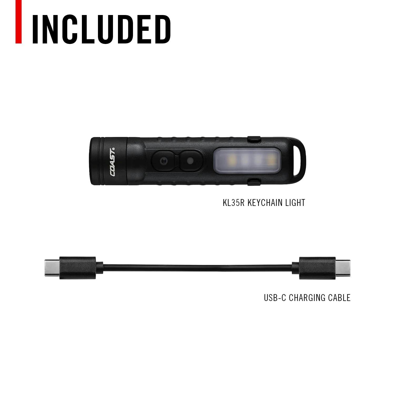 Uppladdningsbar COAST KL35R hög CRI Tvåfärgad Penlampa 600 lumen