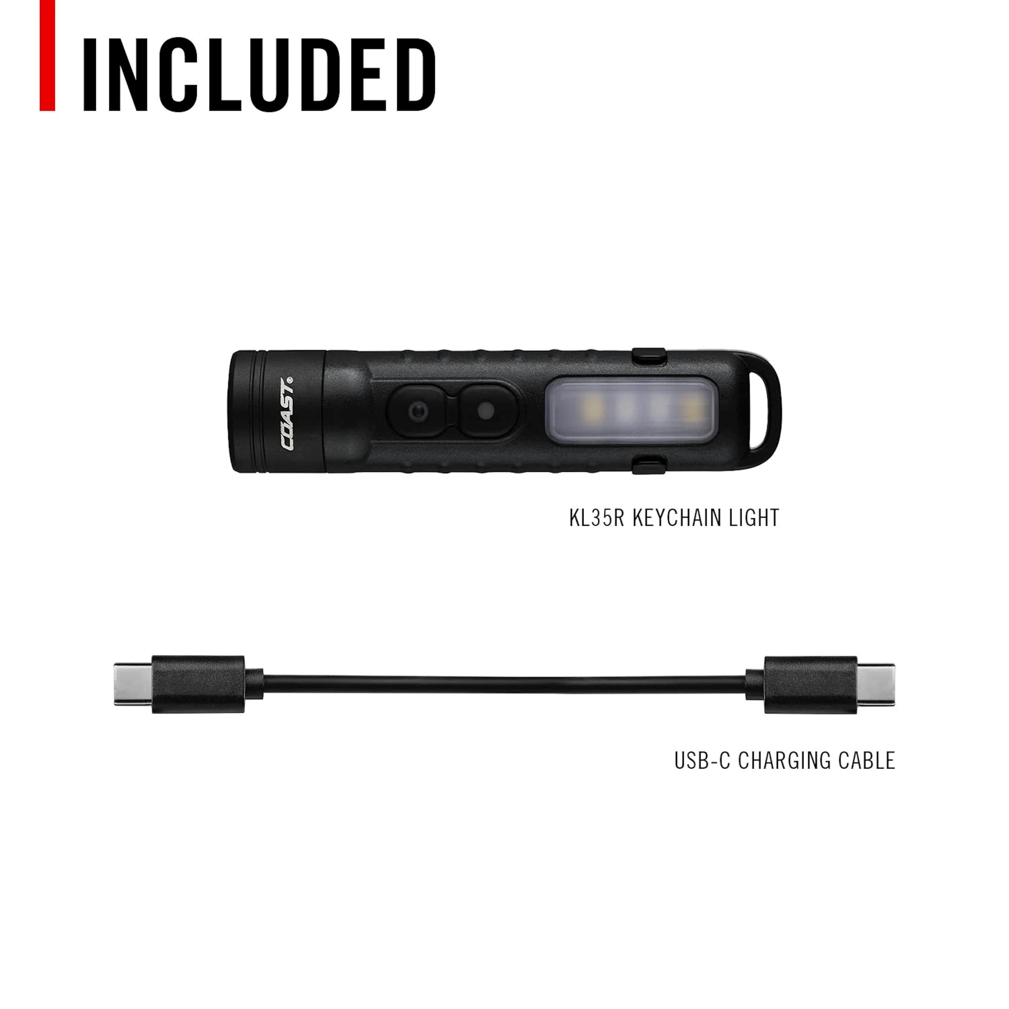 Uppladdningsbar COAST KL35R hög CRI Tvåfärgad Penlampa 600 lumen