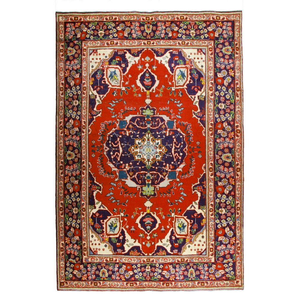 Persisk Matta Arkiio Tabriz Patina Röd/Mörkblå 195x295