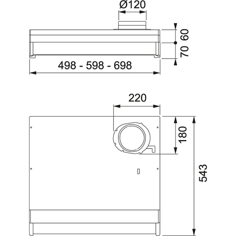Kåpa 1221B-10 60 RF Rostfri, Bredd: 598 mm