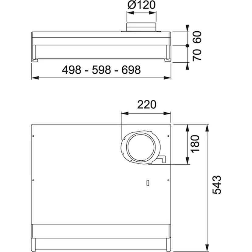 Kåpa 1221B-10 60 RF Rostfri, Bredd: 598 mm