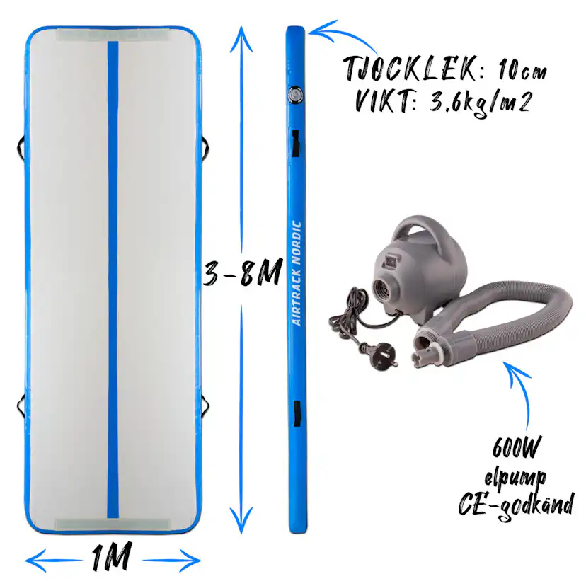Airtrack Nordic Standard luftvoltbana Blå 700 cm Blå, L: 700 cm
