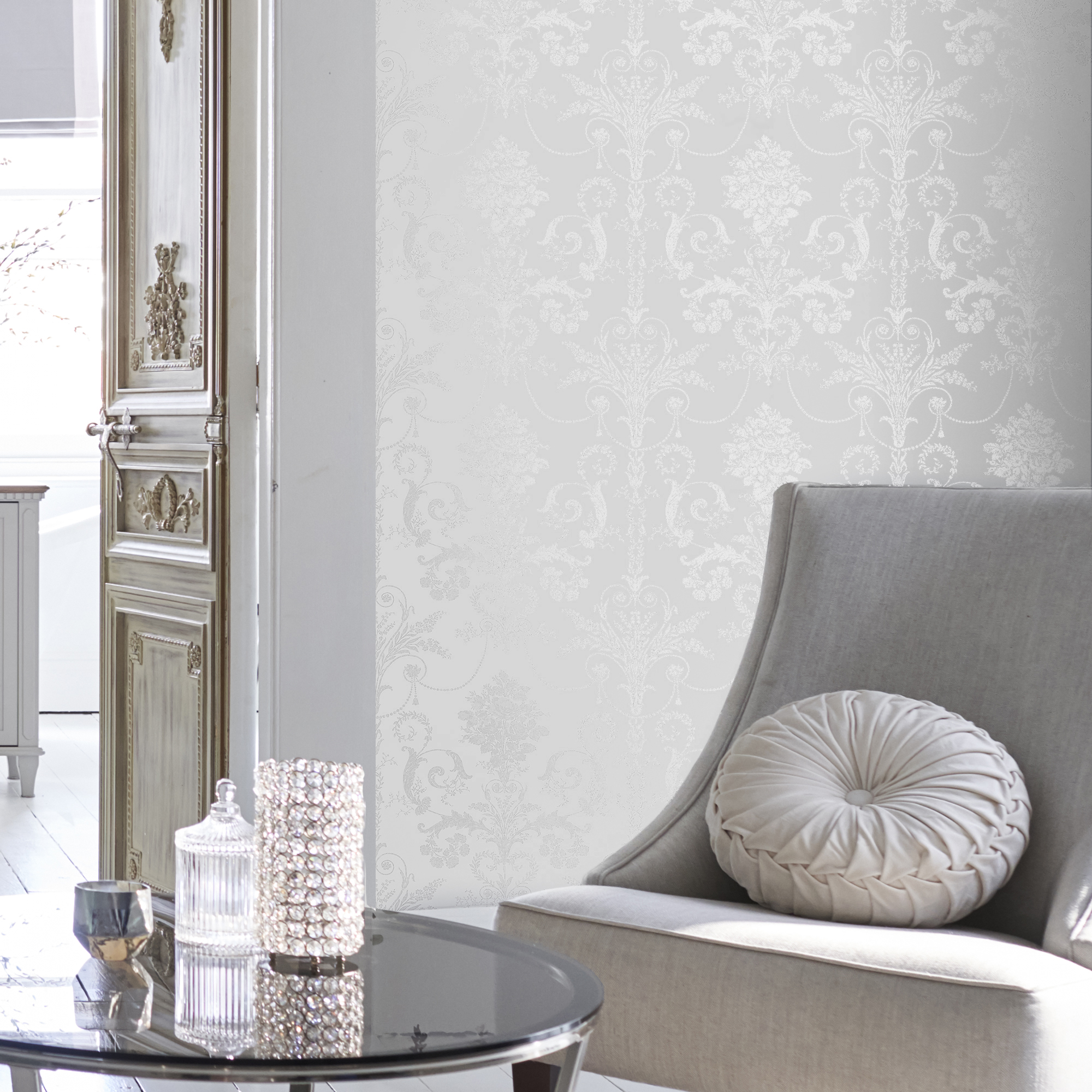 Tapet Laura Ashley Josette Metallic Silver