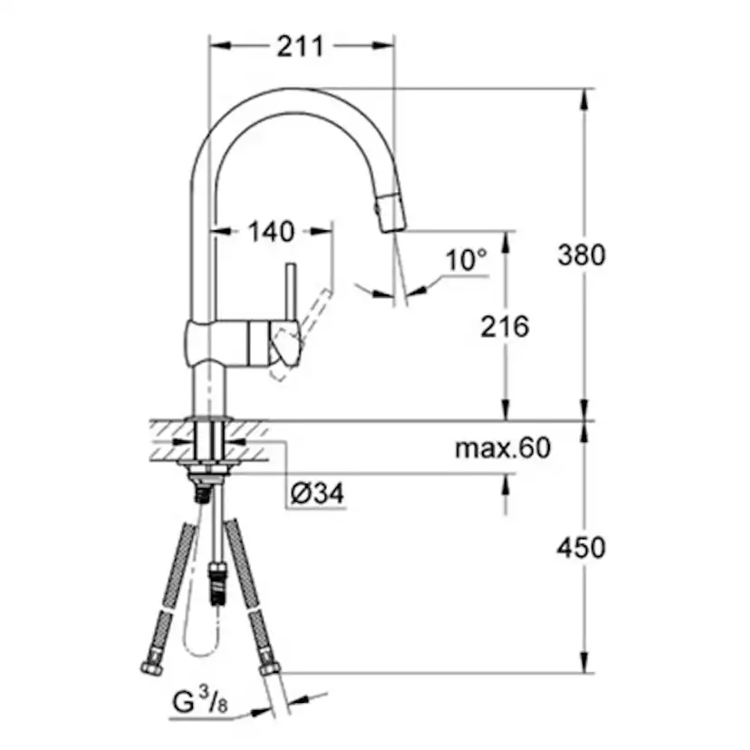 Köksblandare Grohe Minta 32321 med J-pip