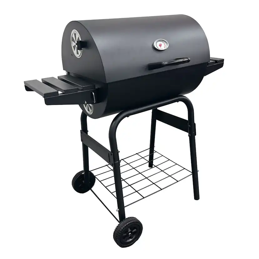 Kolgrill Landmann Grilltunna 550 Stål med Sidobord och Termometer