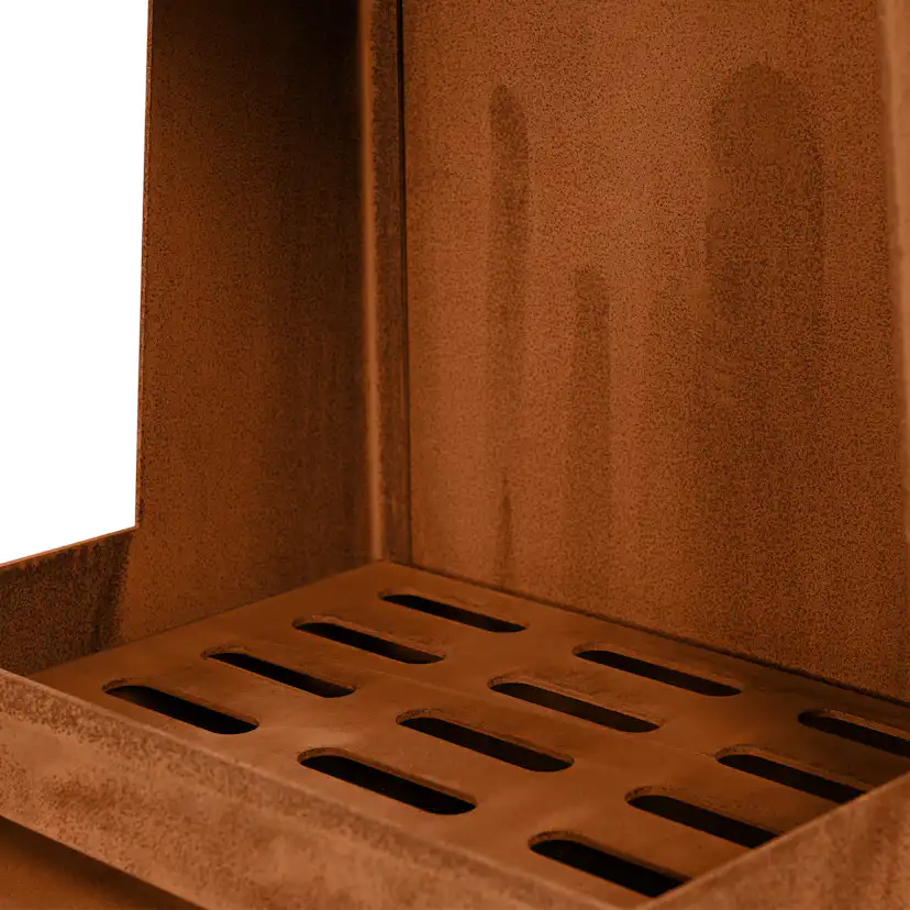 Eldstad Lyfco Cortenstål Hög med Hylla