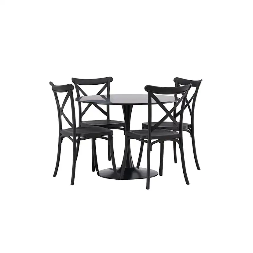 Matgrupp Venture Home Glade Ø 100 cm med 4 Crosett Stolar