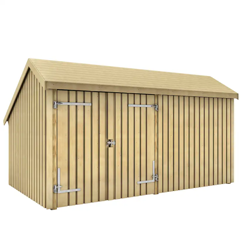 Multi Trädgårdshus 10,5 m² - 2 moduler med dubbeldörr och stängd framsida
