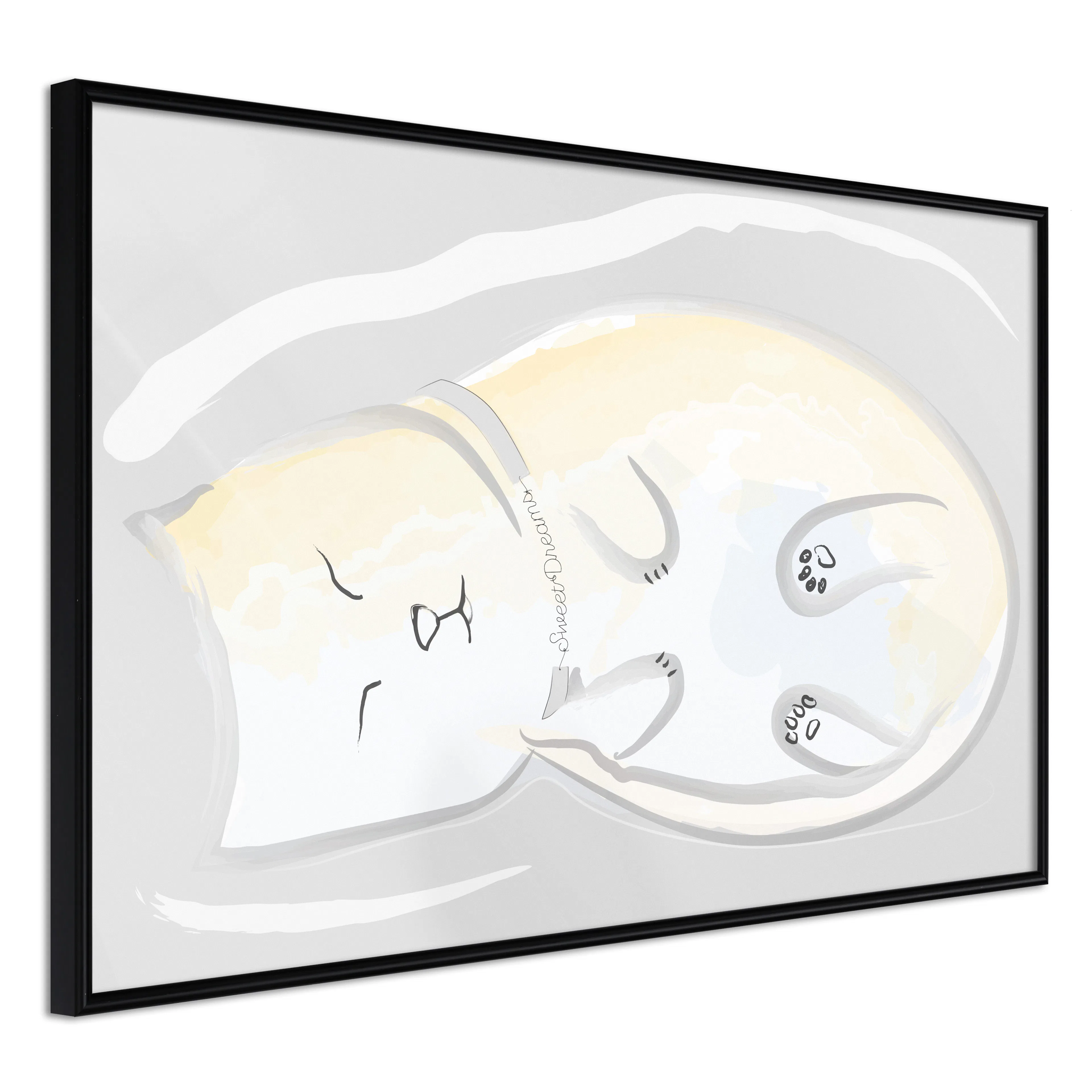Affisch - Sleepy Kitty [Poster] 60x40 Svart ram, 60x40 cm
