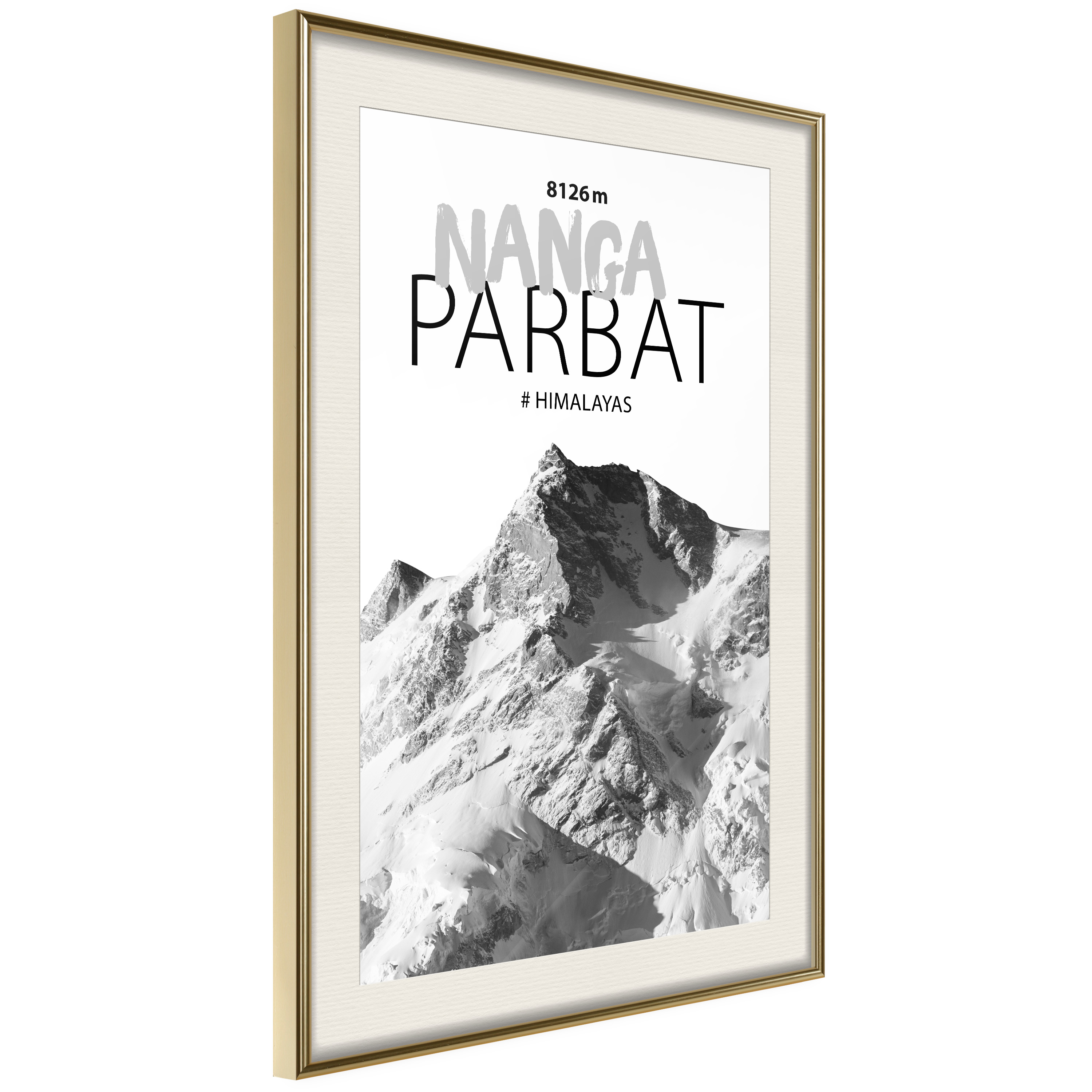 Affisch - Nanga Parbat [Poster] 30x45 Guld ram med passepartout, 30x45 cm