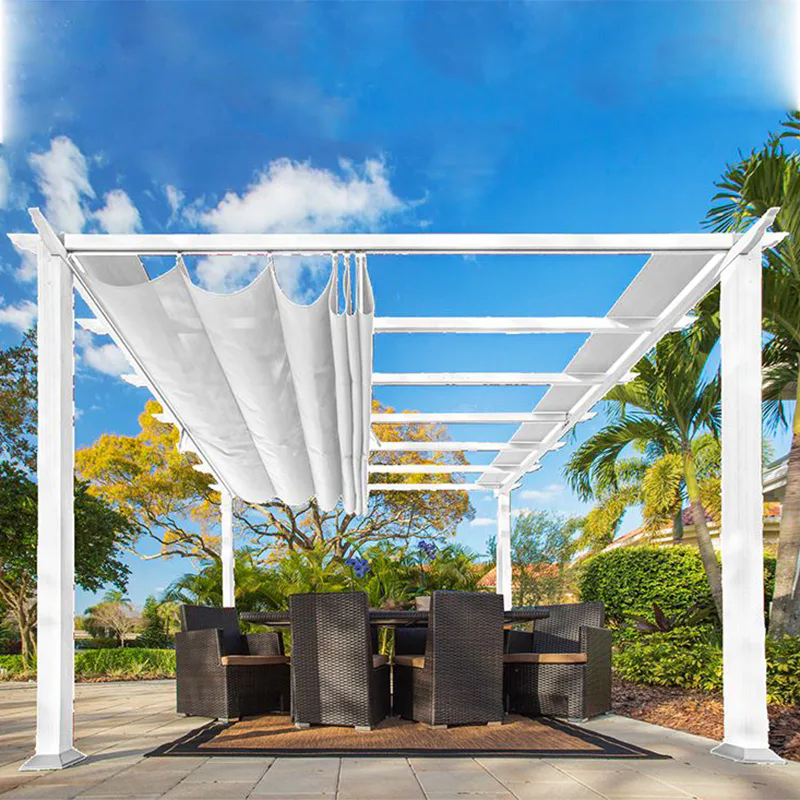 Florida Pergola Vit 12 kvm Area 12 m2, Stomme: Vit, Duk: Beige