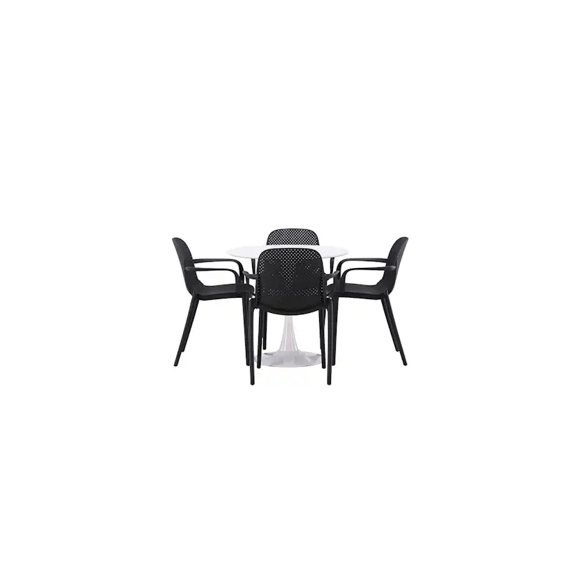 Matgrupp Venture Home Hamden Ø80 cm med 4 Baltimore stolar
