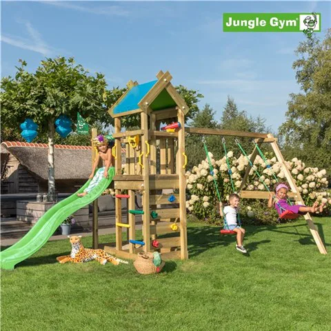 Gungställning Jungle Gym Nomad Med Rutschkana Mörkgrön
