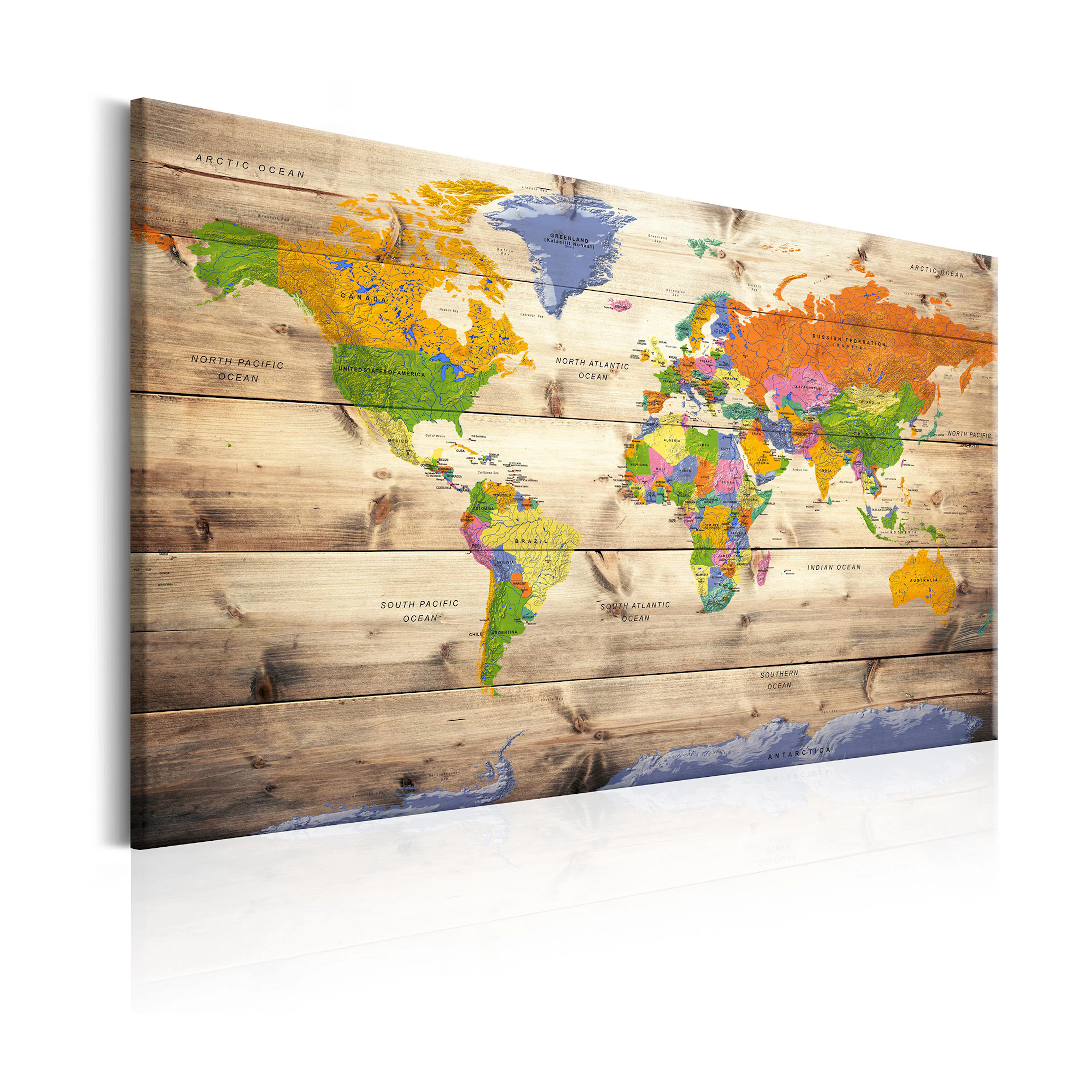 Tavla Arkiio Map on wood Colourful Travels