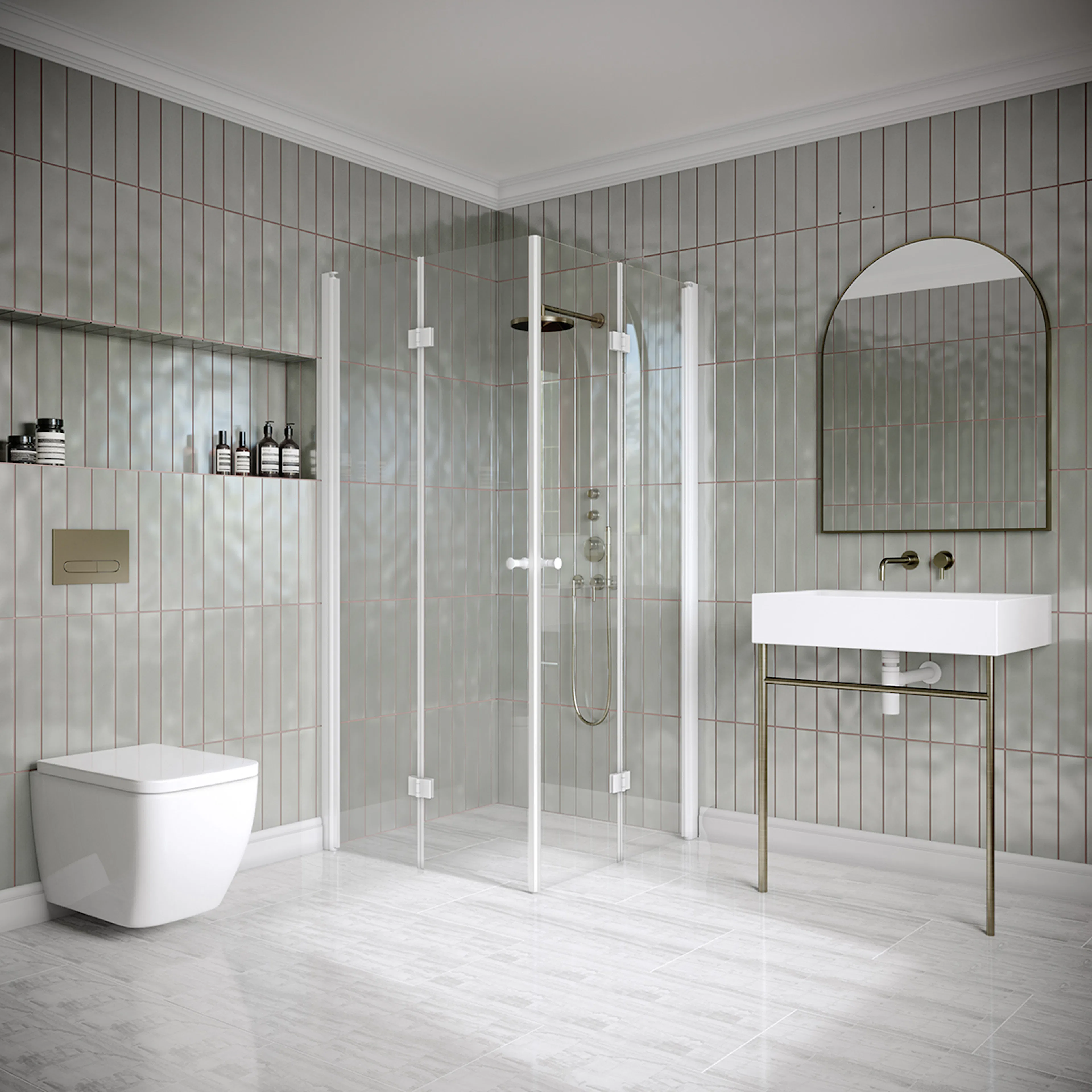 Hietakari Classic 150 895x895x1900 mm, Klarglas, Vita profiler