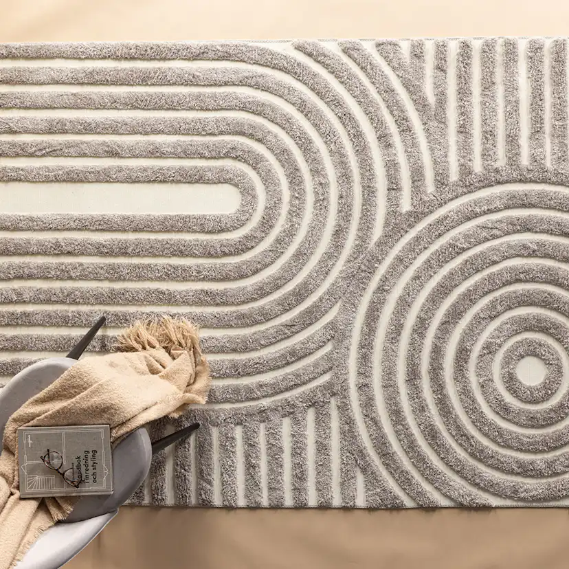 Nikita Poly-cotton Canvas - 230*160-Rectangular- Grey/White 160x230 cm, Mörkbrun