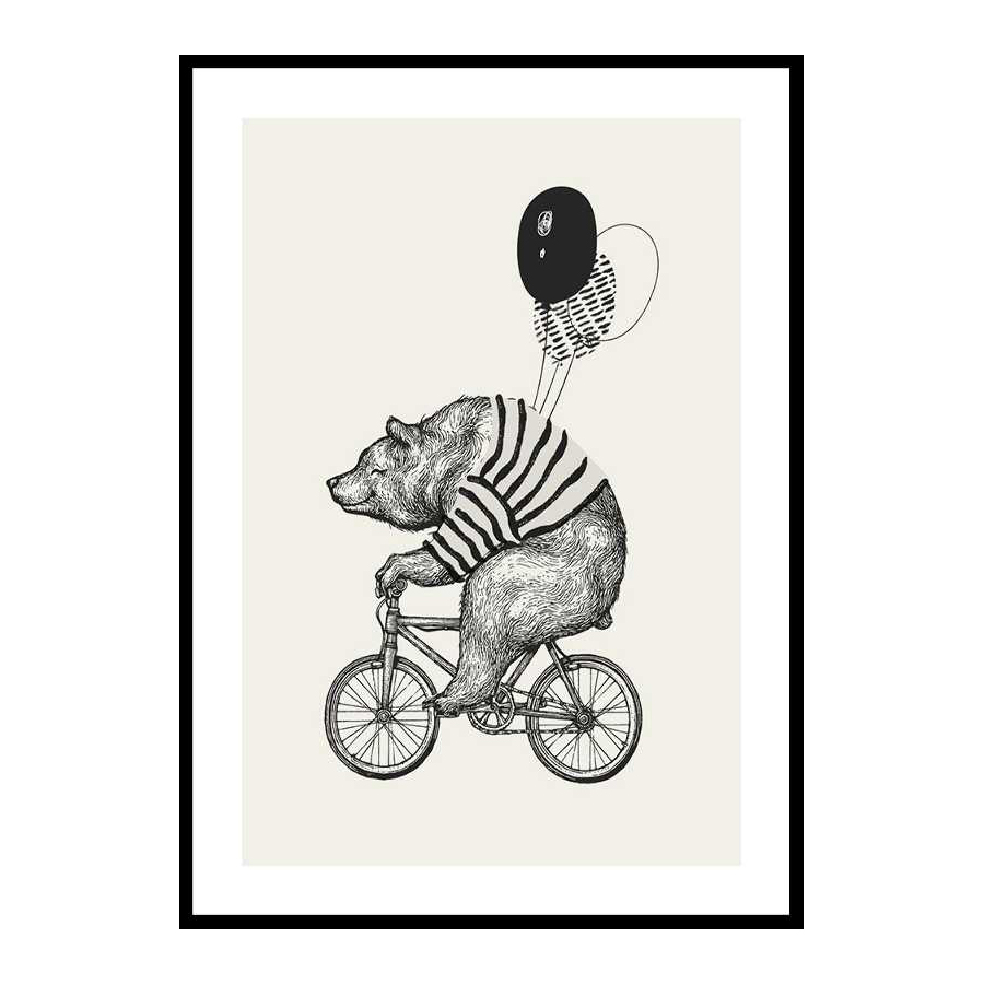 Poster Gallerix Bear On Bicycle
